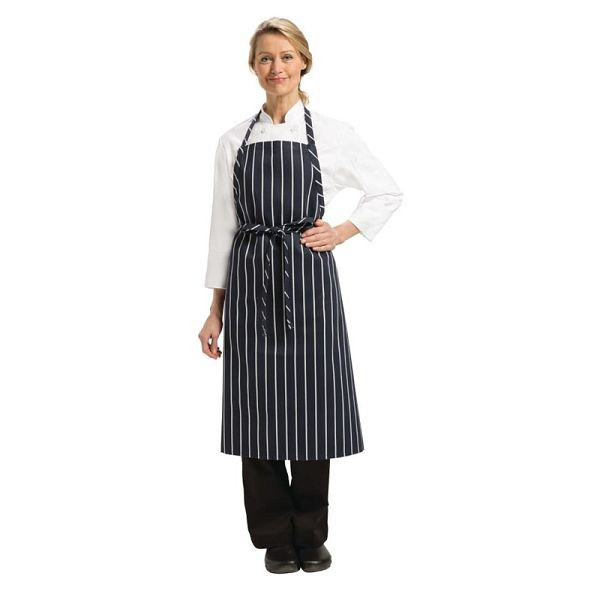 Chef Works Premium Latzschürze marineblau-weiß gestreift, B249