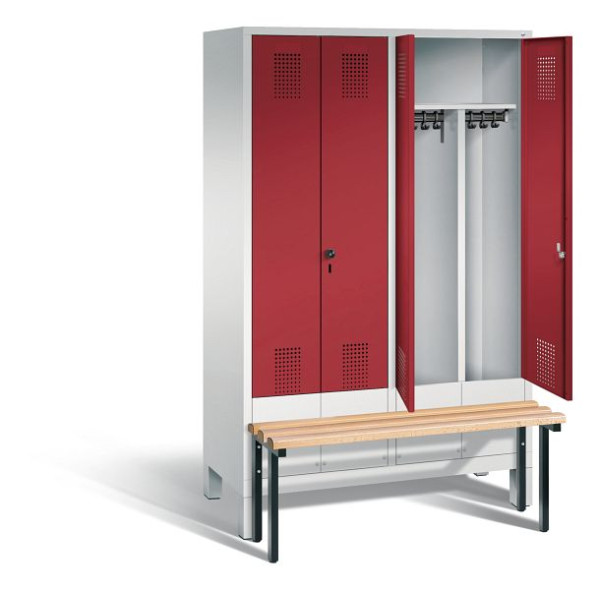 C+P Schwarz-Weiss-Spind Evolo, H1850xB1190xT815mm, Farbe: Lichtgrau / Rubinrot, 48032-40 S10033