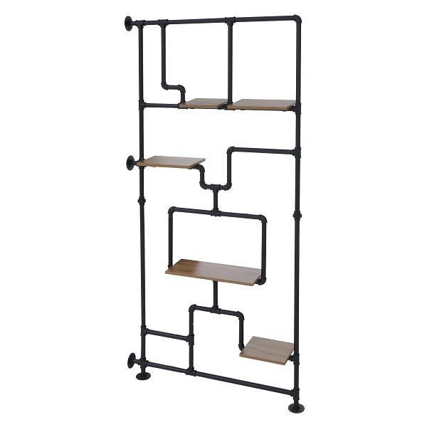 Mendler Raumteiler mit Regal HWC-P10, Wohnregal Ablageregal, Industrial Metall Melamin MVG 203x100x20cm, braun, 139617