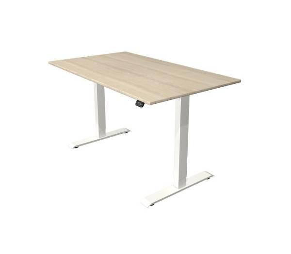 Kerkmann Sitz-/Stehtisch Move 1 weiß/silber, B 1400 x T 800 mm, elektrisch höhenverstellbar von 740-1230 mm, Ahorn, 10358250