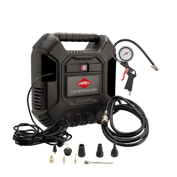Airpress HLO 180, Kofferkompressor ölfrei, 150 l/min, 8 bar, 1,1 kW, mit Zubehörset, 36942