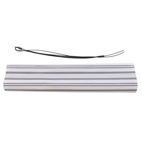 Mendler Volant für elektrische Vollkassetten-Markise T124, 5x3m ausfahrbarer Volant Polyester, grau-weiß, 105368