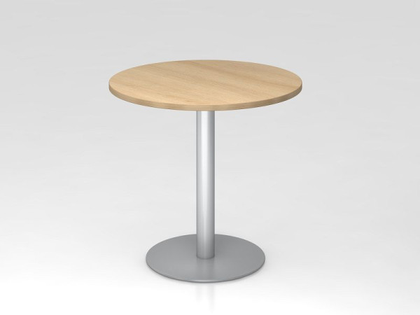 Hammerbacher Besprechungstisch 80cm rund Eiche/Silber, Gestell Silber, VSTF08/E/S