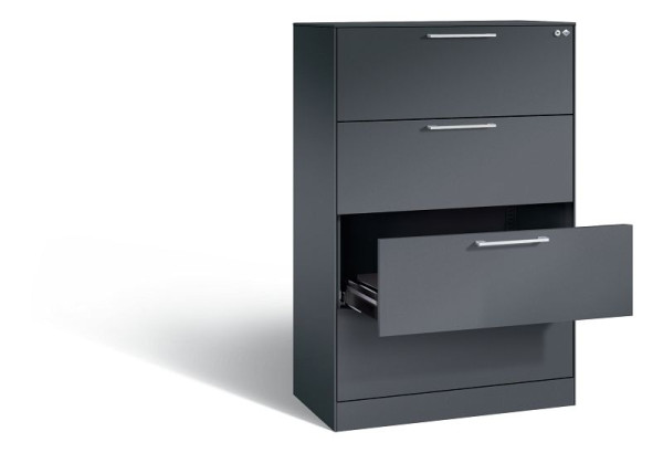 C+P Karteischrank Asisto, H1310xB800xT435mm, Farbe: Schwarzgrau, Bügelgriff, 146023-422 S10013