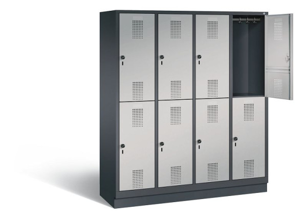 C+P Spind doppelstöckig Evolo, H1800xB1590xT500mm, Farbe: Schwarzgrau / Weißaluminium, 48320-42 S10025