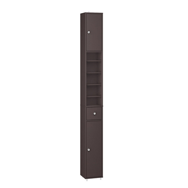 SoBuy Badezimmerhochschrank mit einer Schublade Braun 20x20x180 cm, Funktional, BZR34-II-BR