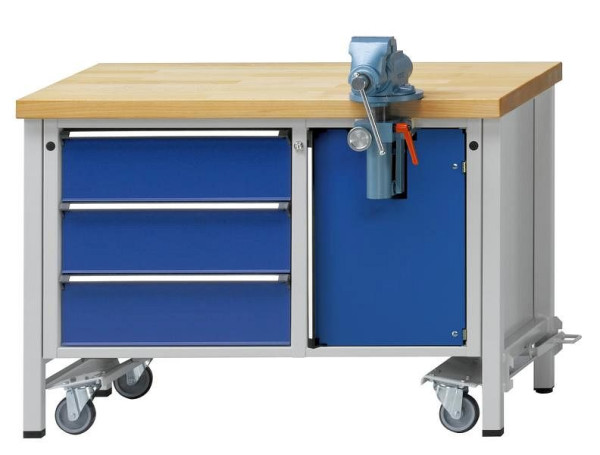 ANKE Werkbänke Montagewerkbank, Modell 706 V, 1270 x 700 x 850 mm, RAL 7035/5010, ZBP 50 mm, 340.041