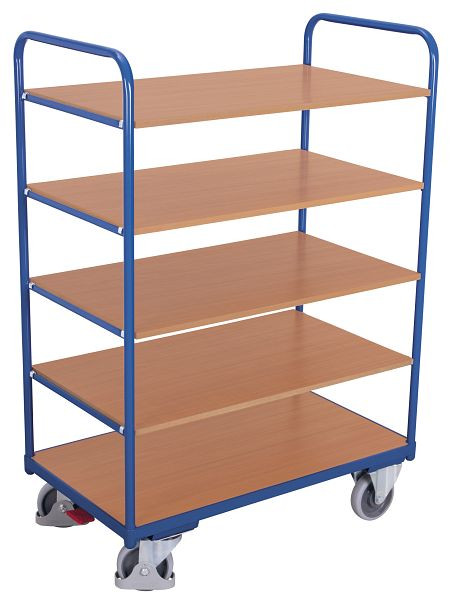 VARIOfit Etagenwagen hoch, Außenmaße: 910 x 500 x 1.530 mm, RAL 5010 enzianblau, Ladehöhe: 255 / 535 / 810 / 1.080 / 1.355 mm, sw-500.212