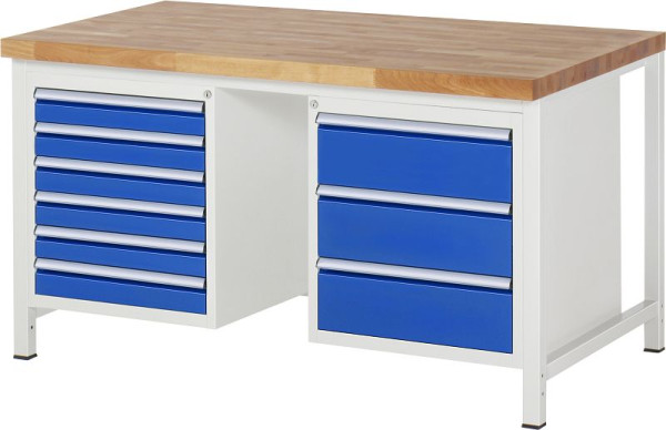 RAU Werkbank Serie 8000 - Modell 8183, B1500 x T900 x H840-1040 mm, Systemunterbau B1495 x T850 x H800-1000 mm, 03-8183A1-159B4H.11