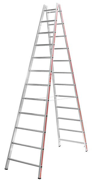 HYMER Sprossenstehleiter, beidseitig begehbar, 2x12 Sprossen, Länge 3,44 m, 402324