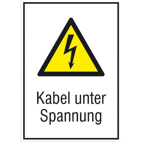 Stein HGS Elektrokennzeichnung/Kombischild mit Warnzeichen und Zusatztext, Kabel unter Spannung, 210 x 297 mm, 43.1333
