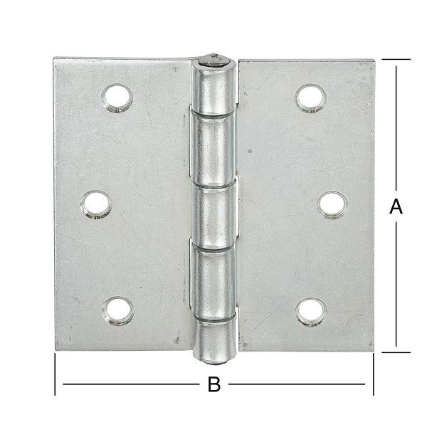 Vormann käntige Scharniere mit vernietetem Eisenstift, gerollt, stark, 50 x 50 mm, verzinkt, VE: 24 Stück, 000613050Z