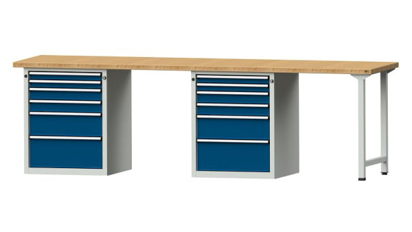 ANKE Werkbänke Kombiwerkbank, Modell 916 V, 2800 x 700 x 840 mm, RAL 7035/5010, BMP 40 mm, 415.144