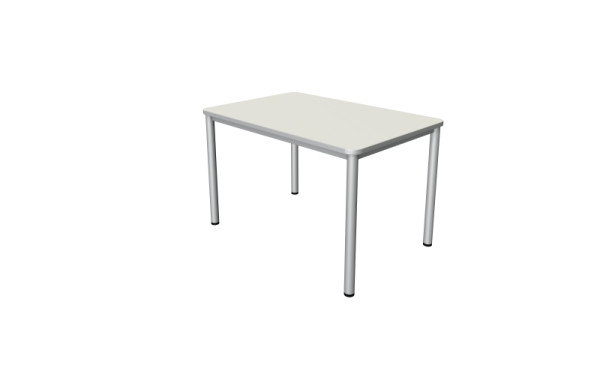 Kerkmann Schreibtisch Prime - B 1200 x T 800 x H 750 mm, 4-Fuß-Gestell in alusilber, weiß, 11040410