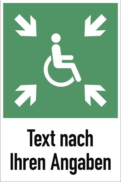 Moedel Vorläufige Evakuierungsstelle mit Text nach Ihren Angaben, Aluminium, 400x600 mm, 104337