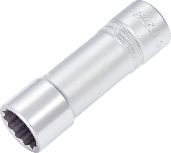 Hazet Steckschlüsseleinsatz, Doppelsechskant, Vierkant hohl 12,5 mm (1/2 Zoll), 19 mm, Lange Ausführung Mit Rändelung, 900TZ-19
