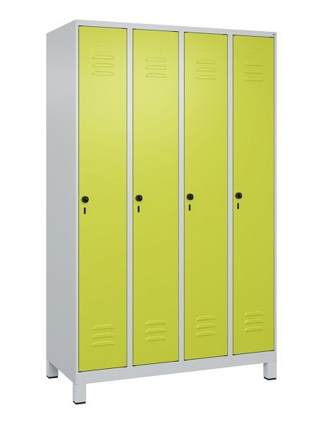 C+P Umkleidespind Classic PLUS mit Mitteltrennwand, Füße, 4 Abteile, 1950x1200x500mm, 7035/0024, Drehriegel, 080010-40F S10010