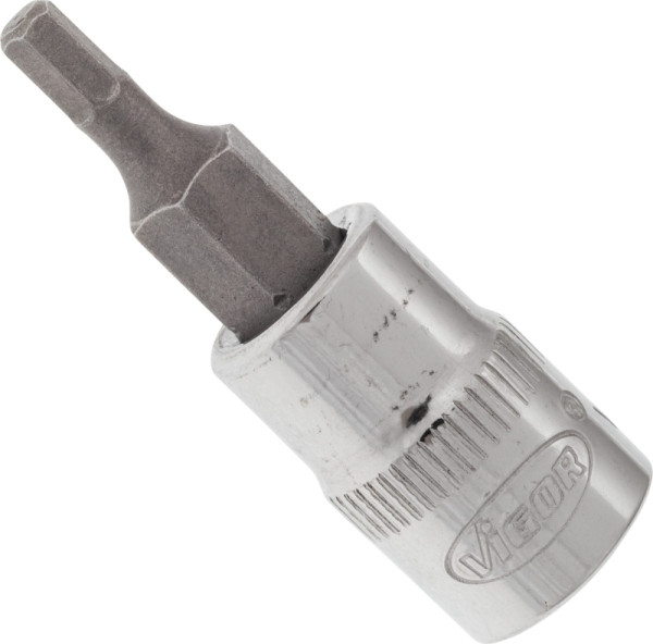 VIGOR Schraubendreher-Einsatz, Vierkant hohl 6,3 mm (1/4 Zoll), Innen-Sechskant Profil, 3 mm, V2430N
