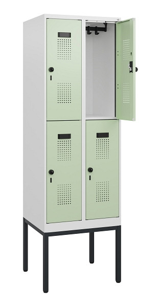C+P Doppelstock-Spind Evolo PLUS, Gestell, 4 Fächer, 1950x600x500mm, 9016/6019, Drehriegel, 0493305-20 S10021