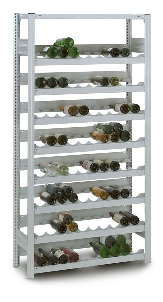 hofe Weinflaschen-Grundregal, 2000x300x1000 mm, 8 Ebenen, für 152 Flaschen, RAL 7035, 35 kg Fachlast, 280 kg Feldlast, HKG203152