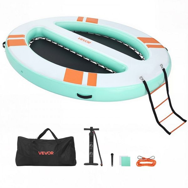 VEVOR Aufblasbares Schwimmdock 3,05x2,44 m, rutschfest, inkl. Tragetasche & Leiter, Plattform für Pool, Strand & Meer, Oval, CQFTYX108FTWWNJJ1001V0