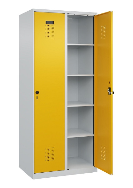 C+P Wäsche-Spind Evolo PLUS, 2 Abteile, 1850x800x500mm, 7035/1004, Verschluss Drehriegel, Ablageböden 8, 049000-22B S10000