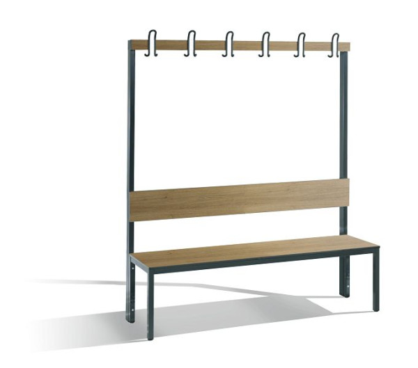 C+P Garderobenbank mit Rückenlehne, Basic Plus, H1650xB1500xT407mm, 8061-100 S10004