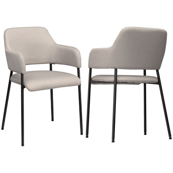 HOMCOM Esszimmerstühle, 2er-Set, bequem, Leinenoptik, Metallrahmen, bis 120 kg, Beige, 835-751V00CW
