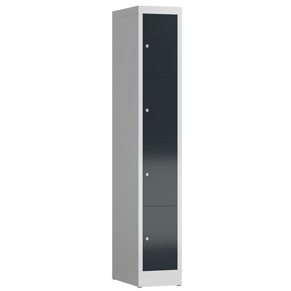 Lüllmann ClassiX Schließfachschrank, 1 Abteil, 4 Fächer, 1800 x 310 x 500 mm, lichtgrau/anthrazitgrau, X-520418