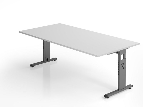 Hammerbacher Schreibtisch OS2E, 200 x 100 cm, Platte: Grau, 25 mm dick, 2 mm ABS-Kante, Rechteckform, VOS2E/5/G