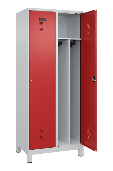 C+P Spind Evolo PLUS, mit Füßen, 2 Abteile, 1950x800x500mm, 7035/3000, Verschluss Zylinderschloss, 049010-22F S10030