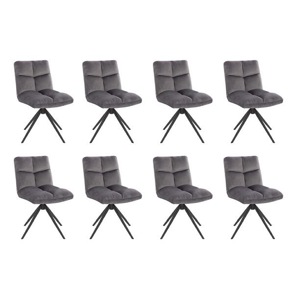 HOME DELUXE Esszimmerstuhl drehbar 8er Set NODA – Samt Hellgrau, 51318