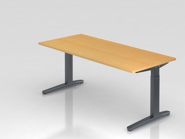 Hammerbacher Schreibtisch C-Fuß 180x80cm Buche/Graphit, Rechteckform, VXB19/6/GG