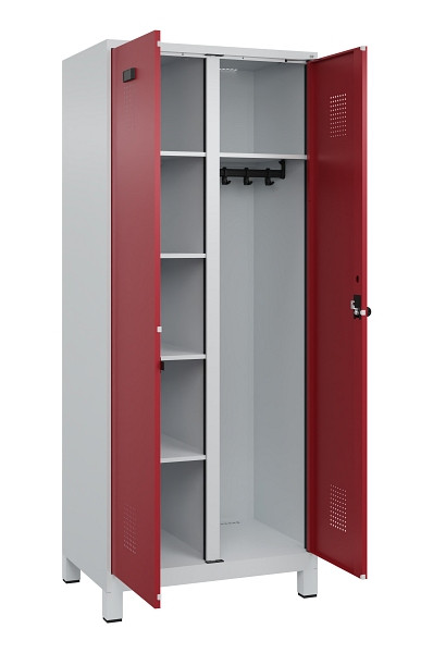 C+P Wäsche-/Garderobenspind Evolo PLUS, mit Füßen, 2 Abteile, 1950x800x500mm, 7, Frontfarbe RAL 3003 Rubinrot, Drehriegel, 049610-22 S10004