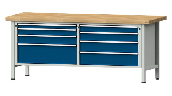 ANKE Werkbänke Kastenwerkbank, Modell 144 VX, 2000 x 800 x 850 mm, RAL 7035/5010, BMP 50 mm, 330.162