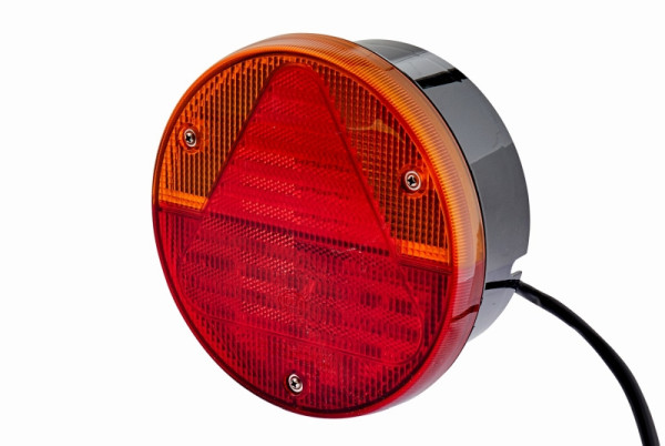 HELLA Heckleuchte, Hybrid, 12V, Anbau/geschraubt, rot/gelb, LED-Lichtfarbe: rot, 250mm, Amphenol AT, Flachsteckhülse, rechts/links, 2VA 012 497-161