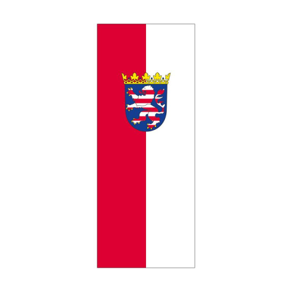 Stein HGS Landesdienstflagge Hessen (mit Wappen), 400x150cm, mit Kunststoff-Karabiner, FlagTop 160 g/m², für Fahnenmasten ab 8 m ohne Hohlsaum, 26367