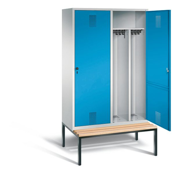 C+P Schwarz-Weiss-Spind Evolo, H2090xB1190xT500mm, Farbe: Lichtgrau / Lichtblau, 48250-40 S10015