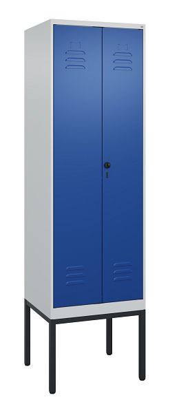 C+P Umkleidespind Classic PLUS SW, Gestell, 2 Abteile, 2120x600x500mm, 7035/5010, Drehriegel, 0800327-20 S10003