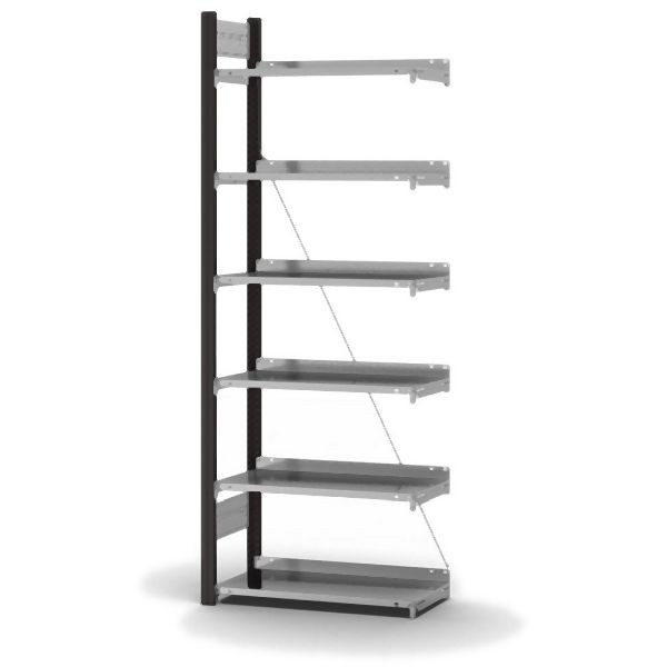 hofe Anbauregal, zerlegt, 6 Böden 2000 x 300 x 750 mm, verzinkt Stützprofile - anthrazitgrau/RAL 7016, HAA20307EX