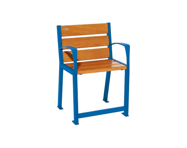Procity Stuhl Silaos Für Senioren 6 Holzlatten, Mit Armlehne, Holz & Stahl, helle Eiche/RAL 5010, 209620.5010.CHEC