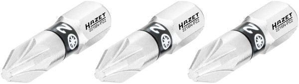 Hazet Bit, Sechskant massiv 6,3 (1/4 Zoll), Pozidriv Profil PZ, PZ2, Anzahl Werkzeuge: 3, Schlüsselweite: PZ2, 2216N-PZ2/3