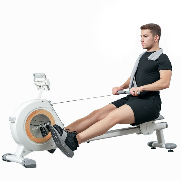 SPORTNOW Rudergerät mit 16 einstellbaren Stufen, LCD-Monitor und Handyhalter, fürs Heimtraining, 150 kg Belastbarkeit, A90-380V00WT