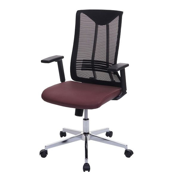 Mendler Bürostuhl HWC-J53, Drehstuhl Schreibtischstuhl, ergonomisch Kunstleder, bordeaux-rot, 81086
