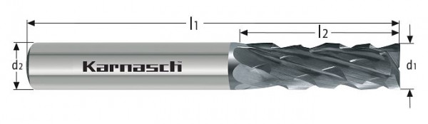Karnasch VHM - Router, Umfang- und Stirnfräser d= 5,0 / Form HA / L2=16 / L1=75 mm, VE: 2 Stück, 291783050020