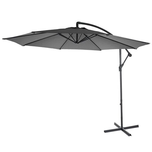 Mendler Ampelschirm Acerra, Sonnenschirm Sonnenschutz, Ø 3m neigbar, Polyester/Stahl 11kg, grau ohne Ständer, 65594