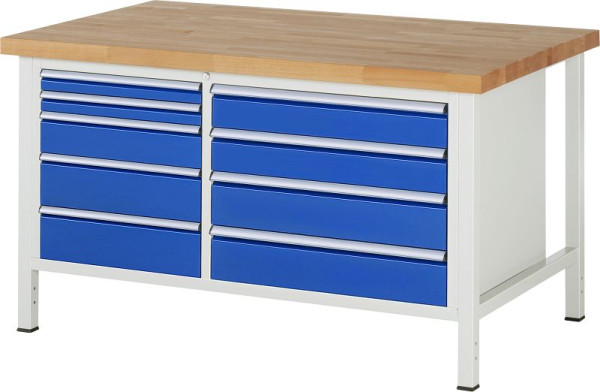 RAU Werkbank Serie 8000 - Modell 8655, B1500 x T900 x H840 mm, Systemunterbau B1425 x T850 x H800 mm, 03-8655A2-159B4S.11