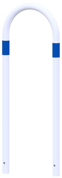 Schake Absperrbügel als Basis - Schutz, weiß pulverbeschichtet mit blau reflektierenden Streifen, Gesamthöhe: 1200mm, 4L48_046BSBL