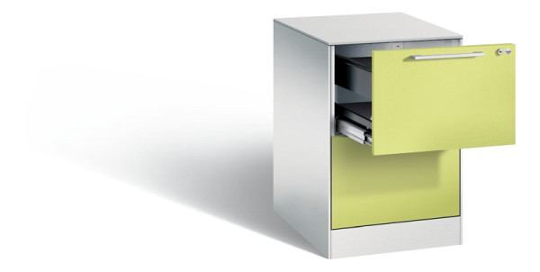 C+P Hängeregistraturschrank Asisto, H710xB440xT600mm, Farbe: Lichtgrau / Viridingrün, Bügelgriff, 146275-211 S10077