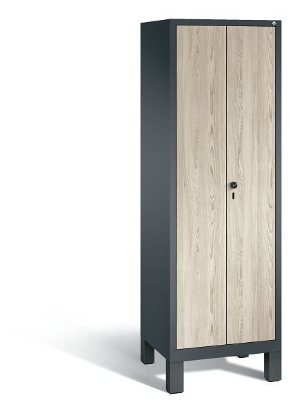 C+P Putzmittel-Spind Evolo, 2 Abteile, H1850xB610xT500 mm, Anthrazit/MDF Esche, 48110-00 S10174